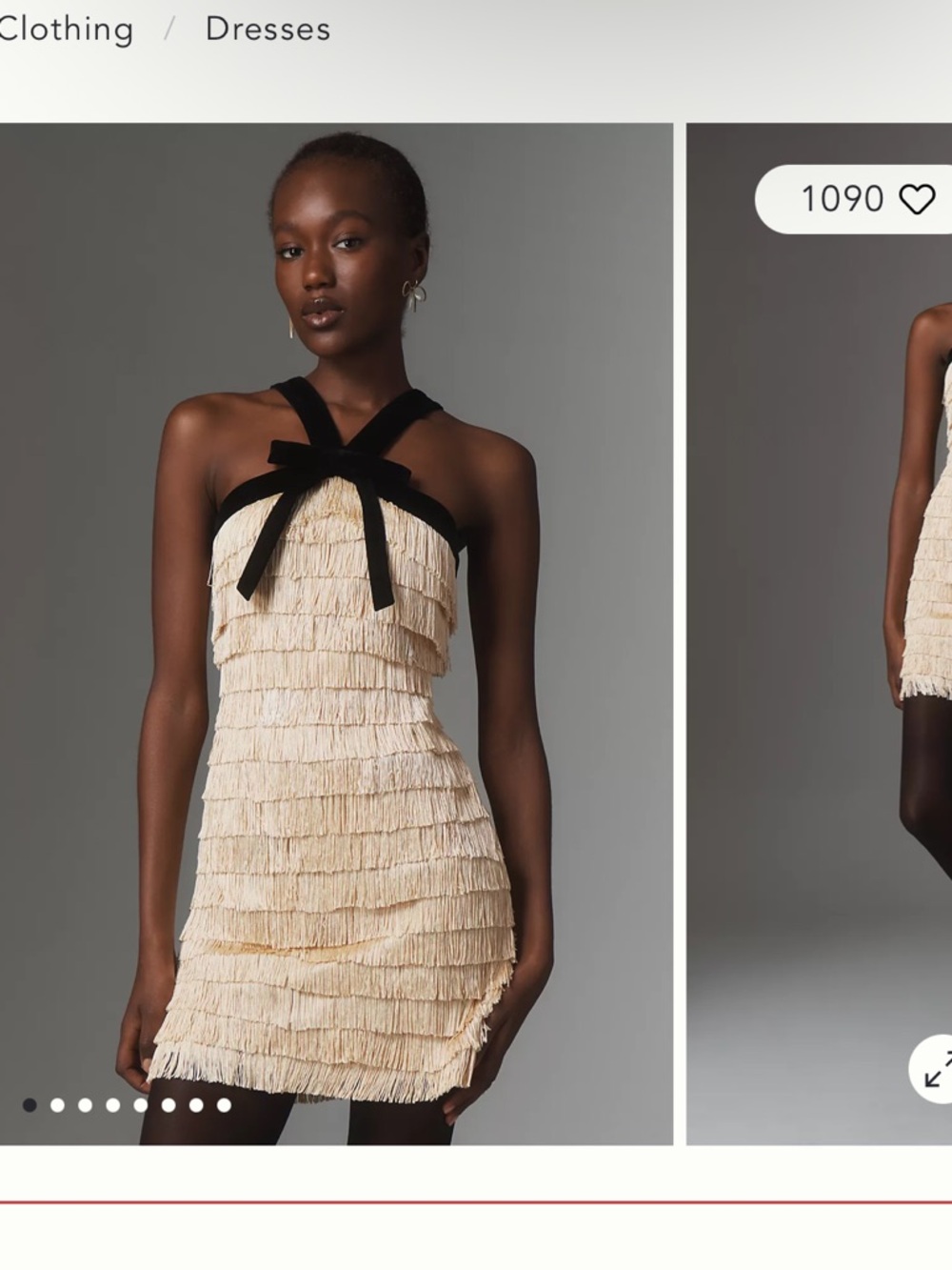 Anthropologie fringe bow mini dress